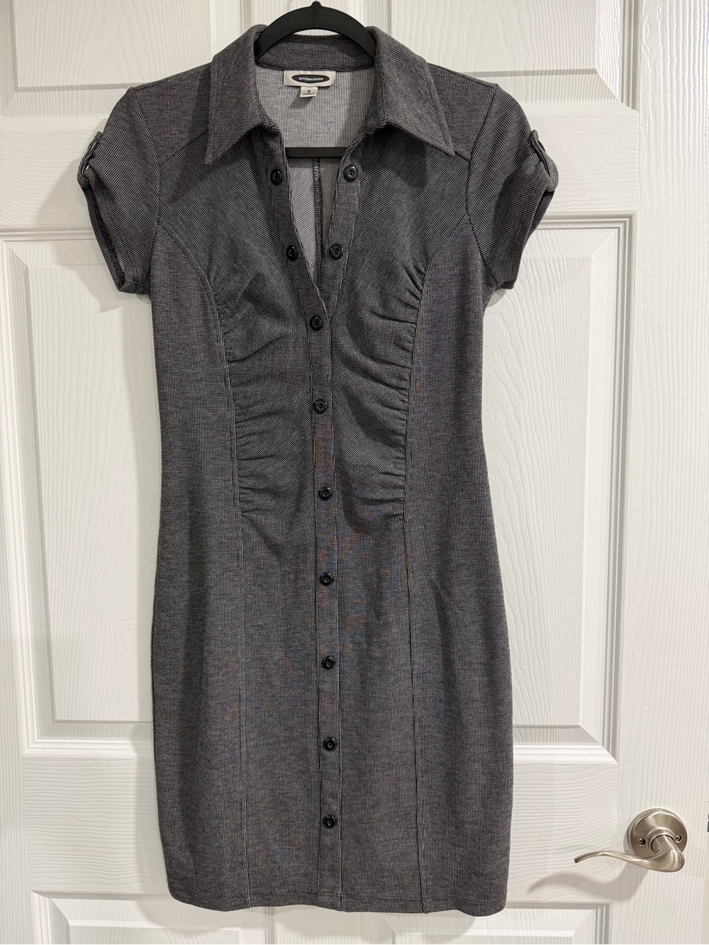 Intermission Gray Button-Front Knit Shirt Dress